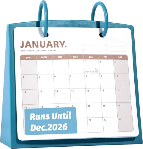 Vista 12 de Calendario de Escritorio Pequeño 2026 de Enero a Diciembre, Calendario Mensual Decorativo de Voltear para Escritorio con Citas Motivacionales, Linda