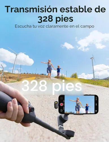 Vista 8 de MAONO Wave T1 Mini Micrófono Lavalier inalámbrico para iPhone Android Phone PC, cancelación de ruido AI, rango de 328 pies, filtro de voz, batería