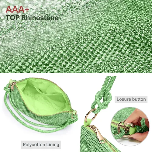 Vista 4 de WLLWOO WLLWOO Bolsos de mano con diamantes de imitación para mujer, bolsos de noche elegantes, bolsos cruzados brillantes para fiesta, club, boda