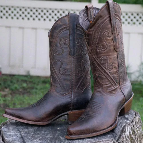 Vista 3 de Soto Boots Botas vaqueras de cuero Cheyenne para mujer, botas vaqueras hechas a mano de cuero genuino para mujer M50041