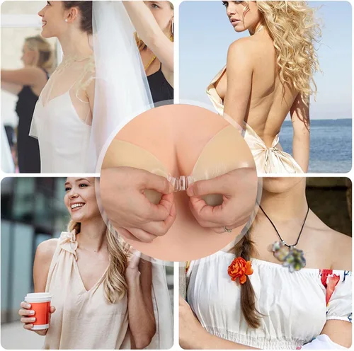 Vista 7 de Push Up Strapless Bras for Women, Lift Up Silicone Adhesive Bra, Reusable Invisible Sticky Bra for Backless Dress