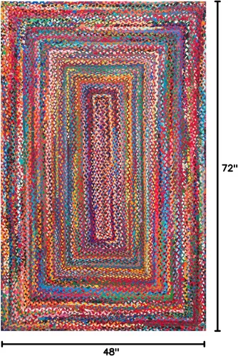 Vista 2 de nuLOOM Tammara - Alfombra bohemia trenzada a mano, ovalada de 4 x 6 pies, multicolor