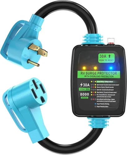 Vista 13 de CircleCord Cable adaptador protector contra sobretensiones RV de 30 amperios a 15 A, 110 voltios