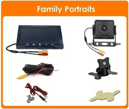 Vista 4 de Monitor de botón táctil resistente de 7 pulgadas + kit de cámara inversa para camiones/autobuses/carretillas elevadoras - Sistema de visión trasera