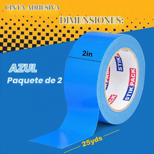 Vista 2 de 2 rollos de cinta adhesiva azul resistente, resistente e industrial, de color industrial, 9 mil x 2 pulgadas x 25 yardas, flexible, sin residuos