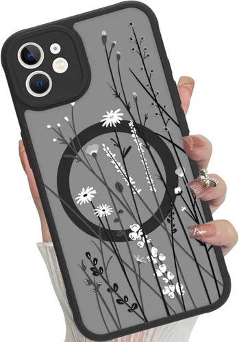 Vista 79 de Funda magnética para iPhone 17 Pro [compatible con MagSafe], bonita funda de moda con estampado de leopardo negro, translúcida, mate, parte trasera