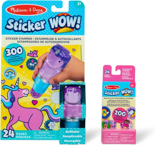 Vista 11 de Melissa & Doug Paquete de dinosaurios Wow!™ Sticker Wow!™: libro de actividades de 24 páginas, sello adhesivo recargable, mini almohadilla, 500