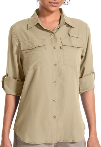 Vista 12 de Camisas Safari de manga larga con protección solar UV UPF 50 para mujer 6 Rosa