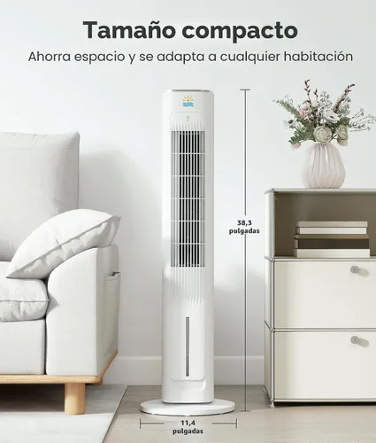 Vista 8 de Enfriador de aire evaporativo portátil, ventiladores de enfriamiento 3 en 1 que soplan aire frío con tanque de agua de 3 L, ventilador de torre