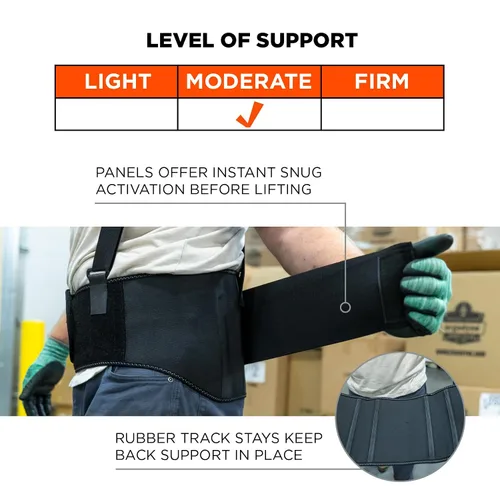 Vista 3 de Ergodyne ProFlex, faja lumbar estándar elástica (negra)