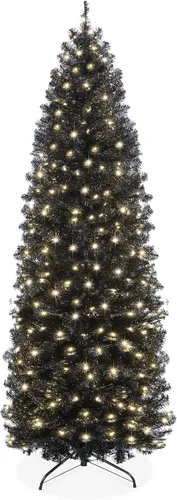Vista 11 de Best Choice Products - Árbol de Navidad artificial, de 4.5 pies, preiluminado, negro, árbol delgado para el hogar, oficina, decoración de fiesta