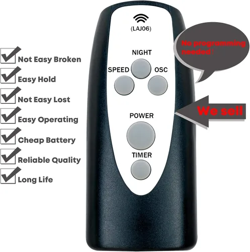 Vista 2 de Mando a Distancia de Repuesto para Lasko 2033666D 2033666C T42050 T36205 T42552 T42951 T42952 T42954 T42964 T48312 T48322 T48332 T48332 122.8 in