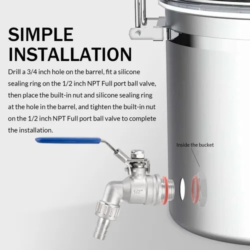 Vista 5 de 1/2" NPT Válvula de bola de acero inoxidable mamparo sin soldadura conveniente para construir la tetera casera del brebaje/el tún del puré