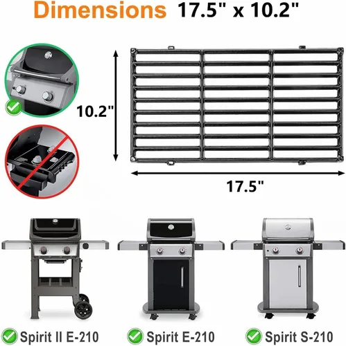Vista 3 de Uniflasy Rejillas de hierro fundido esmaltado de porcelana de 17.5 pulgadas para Weber Spirit E-210 S-210 E-220 S-220, Spirit I & II Serie 200