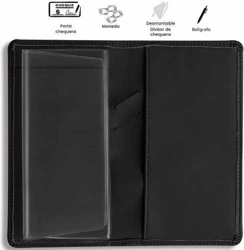 Vista 3 de Sanlykate Funda de libro de cheques de cuero para hombres y mujeres, estuche de libro de cheques con bloqueo RFID con tarjetero y divisor gratuito