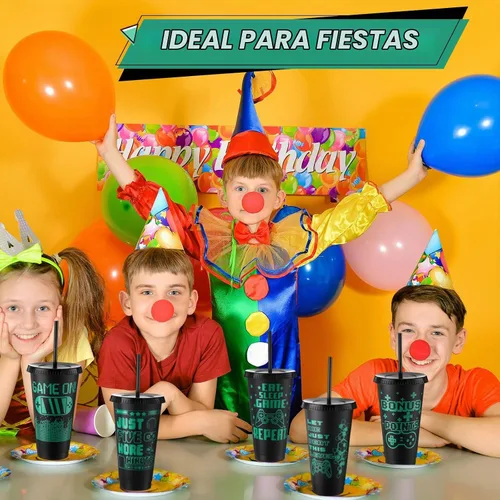 Vista 7 de Mifoci - 12 tazas para jugadores con tapas y pajillas, color negro