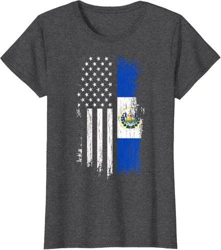 Vista 7 de Camiseta de la bandera de Estados Unidos salvadoreño - Camiseta de El Salvador USA
