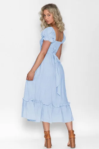 Vista 2 de ZAFUL - Vestido largo bohemio 2023 para mujer, acampanado, con lazo en la cintura, vestido de verano con cuello en V profundo, vestido cruzado