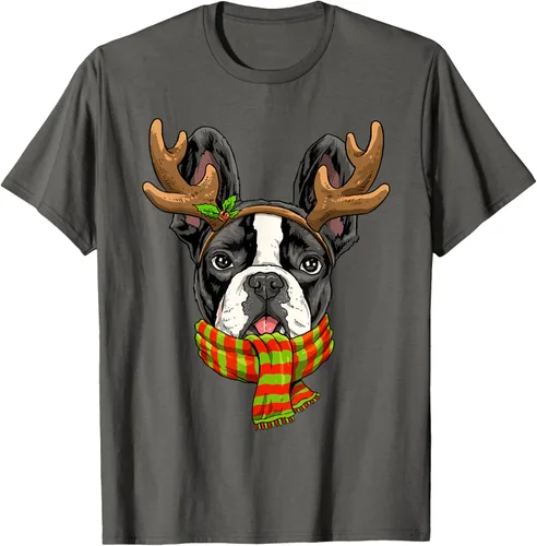 Vista 37 de Camiseta de Navidad para perro Bulldog Francés, Negro, S