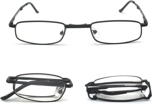 Vista 3 de Paquete de 3 gafas de lectura plegables unisex, color negro, bronce y plateado