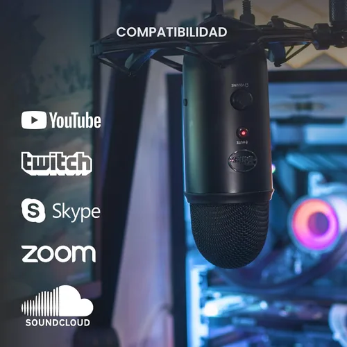 Vista 9 de Blue Yeti USB Mic para grabar y transmitir en PC y Mac, 3 cápsulas de condensador, 4 patrones de captación, salida de auriculares y control