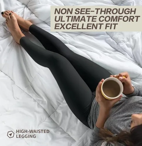 Vista 4 de Paquete de 3 leggings para mujer, no se traslucen, cintura alta, control de abdomen, pantalones de yoga, entrenamiento, correr