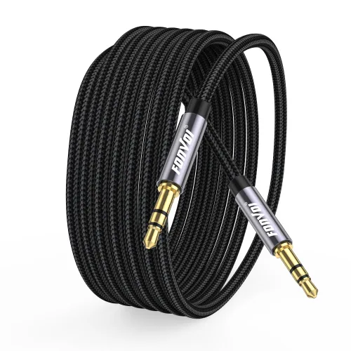 Vista 8 de Cable AUX, cable auxiliar de audio de 0.138 in para automóvil, trenzado de 0.138 in macho a macho, cable estéreo, compatible con: auriculares