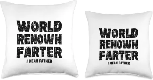 Vista 3 de Dad's Shop Apparel & Gifts World Renown Farter I Mean Father Joke-Funny Dad Pun - Almohada de juego de pedos, 16 x 16 pulgadas, multicolor