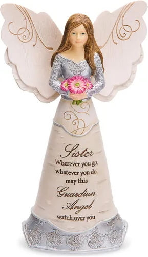 Vista 12 de Figura de ángel amigo de Elements de Pavilion, de 8 pulgadas, sosteniendo una mariposa, con inscripción "Los amigos son regalos para siempre