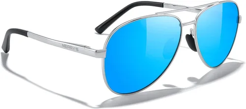 Vista 5 de MERRY'S Lentes de sol de aviador para hombres y mujeres, lentes polarizados para conducir, lentes espejados, protección UV 400, 2.283 in