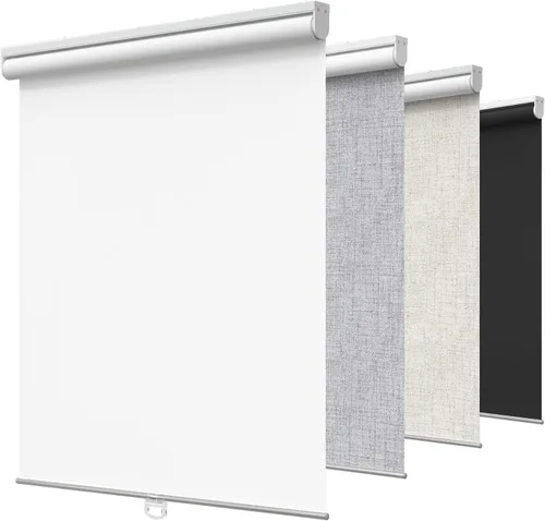 Vista 16 de GENIMO Persianas enrollables 100 % opacas, sin cordón, con aislamiento térmico, tela de protección UV, mini persianas de puerta francesa