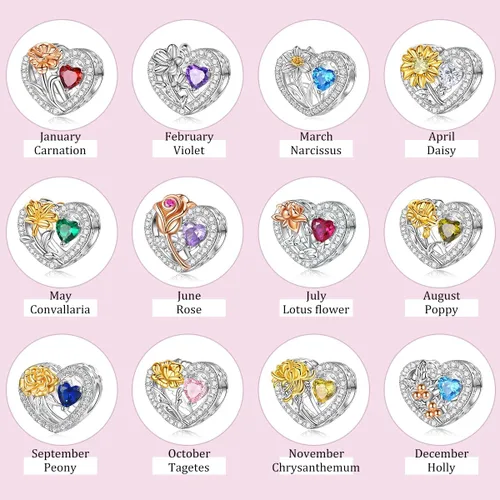 Vista 6 de Dije de flor de nacimiento para pandora, pulseras, collar, plata de ley 925, dije de amor, cumpleaños, día de la madre, Navidad, regalos