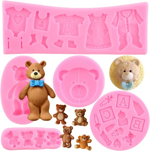 Vista 12 de Zixiang Molde de fondant de perlas 3D, molde de silicona para fondant, bolas de perlas semiesferas, moldes de chocolate para oso de peluche