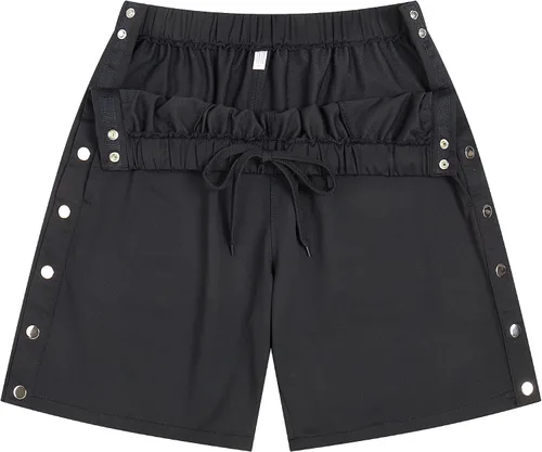 Vista 3 de Pantalones cortos deportivos unisex para hombres y mujeres, pantalones cortos de recuperación con bolsillos para después de la cadera y la rodilla