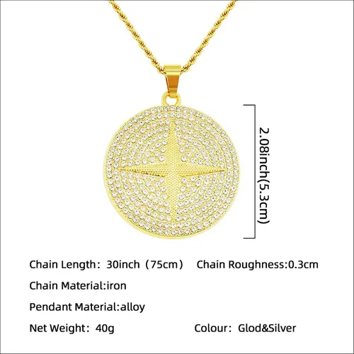 Vista 2 de Cadena helada para hombre, collar con colgante de cruz de circonita cúbica para hombre, estilo creativo, hip hop, punk, joyería para hombre, cadena
