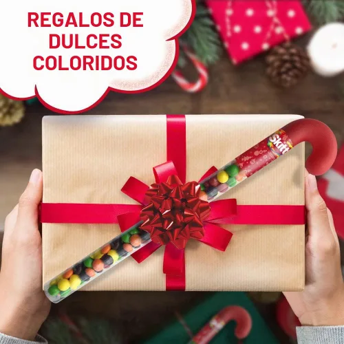 Vista 4 de SKITTLES Regalo original de bastón de caramelo masticable de Navidad, 2.6 onzas