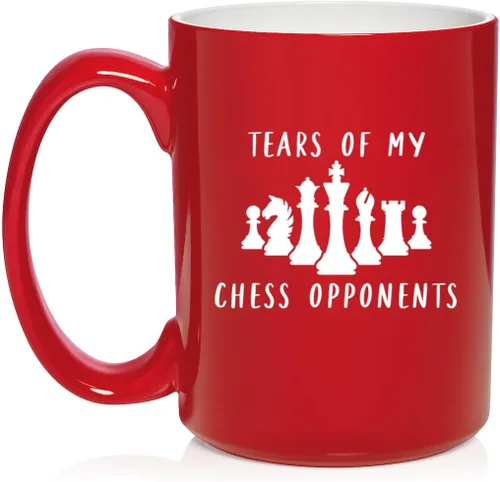 Vista 2 de Daylor Taza de café de cerámica con diseño de los oponentes de las lágrimas de mi ajedrez, regalo para ella, él, amigo, compañero de trabajo