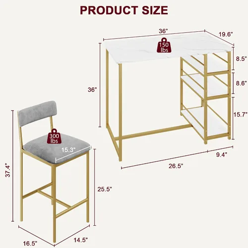 Vista 6 de IDEALHOUSE IDDIINGTABLESET-ZDYJ-23071703, Mármol Gris y Oro Blanco