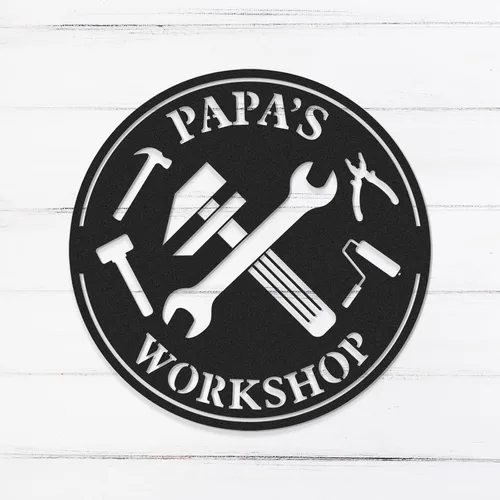 Vista 13 de Letreros de garaje personalizados, letrero de metal con nombre personalizado para taller, letreros de taller de diseño de automóviles, arte de pared