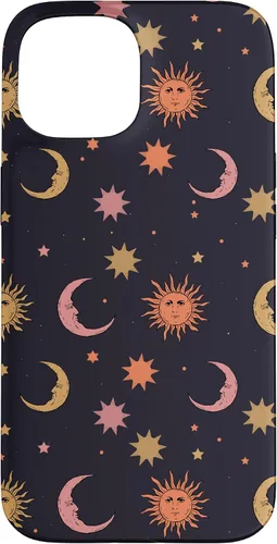 Vista 6 de Funda para iPhone 16 Whimsigoth Aesthetic Hippie Celestial Vintage Half Moon Sun