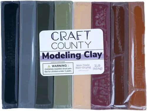 Vista 6 de Craft County Arcilla para modelar – 1 libra (ocho barras de colores surtidos) – Uso para arcilla, modelos y stop motion (diversión otoñal)