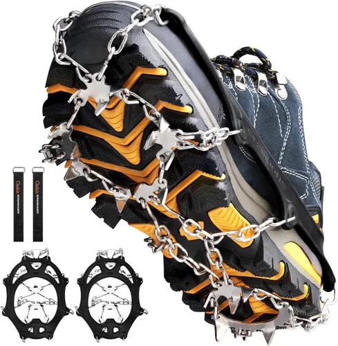 Vista 12 de Crampones para la nieve o el hielo, mejor tracción, buen agarre para botas, para hombre o mujer, antideslizantes, con 19 puntas de acero inoxidable