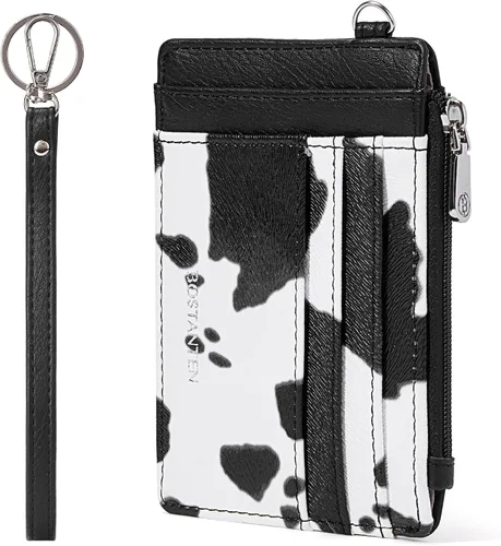 Vista 8 de BOSTANTEN Tarjetero para tarjetas de crédito para mujer, billetera de piel RFID, pequeña cartera delgada con llavero con ventana de identificación