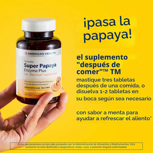 Vista 4 de American Health Super Papaya Enzyme Plus tabletas masticables 360