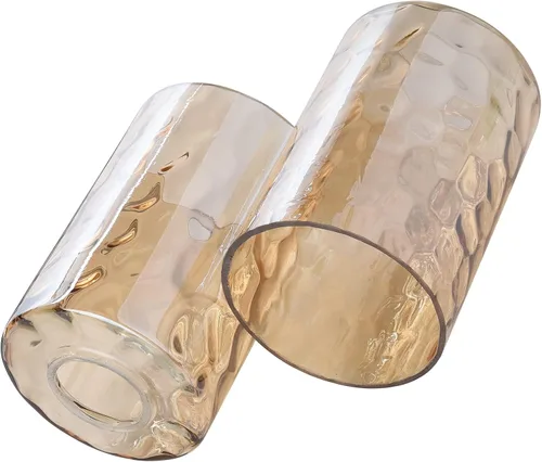 Vista 6 de Paquete de 3 pantallas de repuesto para lámpara de vidrio martillado ámbar, accesorio de 1-5/8 pulgadas, 6-1/16 pulgadas de alto, lámpara cilíndrica