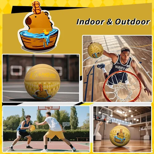 Vista 3 de Kuangmi Balón de baloncesto de goma de lujo, tamaño reglamentario de oficina, 7 (29.5 pulgadas), hecho para juegos de baloncesto en interiores