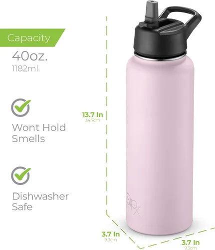 Vista 71 de SIPX™ Botella de Agua Aislada de 18 oz con 3 Tapas – Acero Inoxidable a Prueba de Fugas, Triple Aislamiento – Frío 24 Horas/Caliente 12 Horas – Negro
