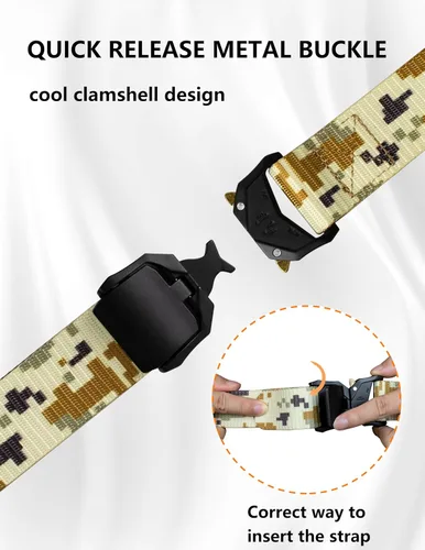 Vista 2 de WOLFHUNT Cinturón táctico para hombre, 2 unidades, cinturón de nailon resistente, hebilla de metal resistente, aparejador militar de senderismo
