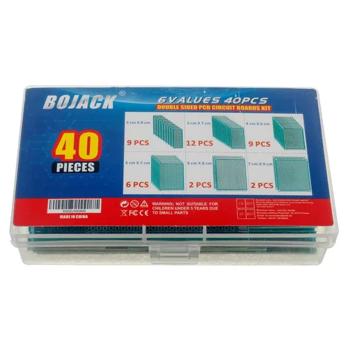 Vista 5 de BOJACK Kit de prototipo de placa PCB de doble cara de 6 bóvedas, 40 unidades, para soldadura de bricolaje con 6 tamaños compatibles con Arduino Kit