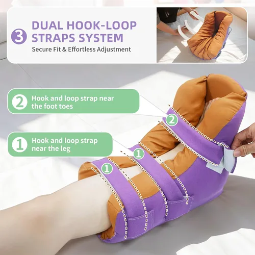 Vista 2 de Protector de talón de espuma extra largo para úlceras por presión, almohada de pie para pacientes postrados en cama, almohada de tobillo para dolor
